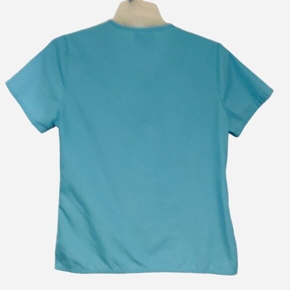 SB Scrubs Women's Mock Crossover Top Small‎ Turquoise Pockets Medical Uniforms - Picture 9 of 13
